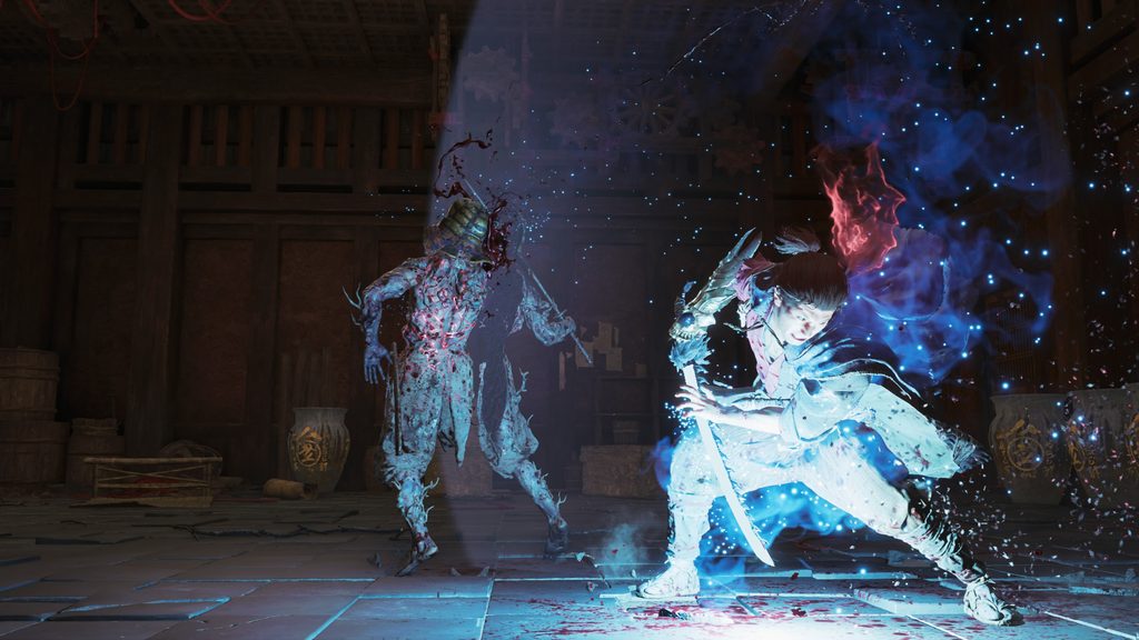 Onimusha way to be sword-cutting enemies in half.